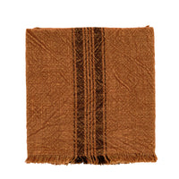 Thumbnail for Madam Striped Burnt Orange Kitchen Towel W/Fringes