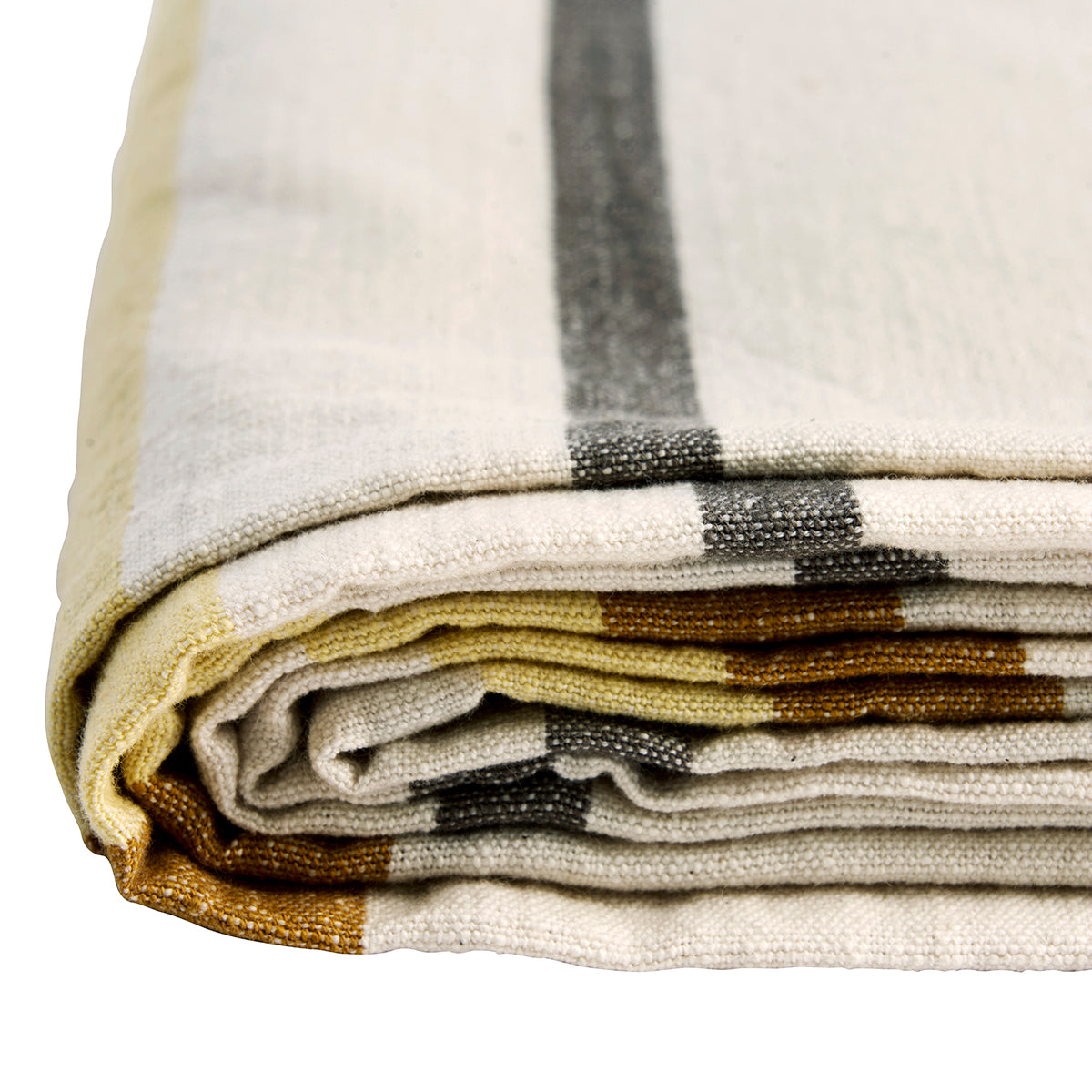 Striped Cotton Tablecloth - Off White, Golden Orange 120x220 cm