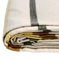 Thumbnail for Striped Cotton Tablecloth - Off White, Golden Orange 120x220 cm