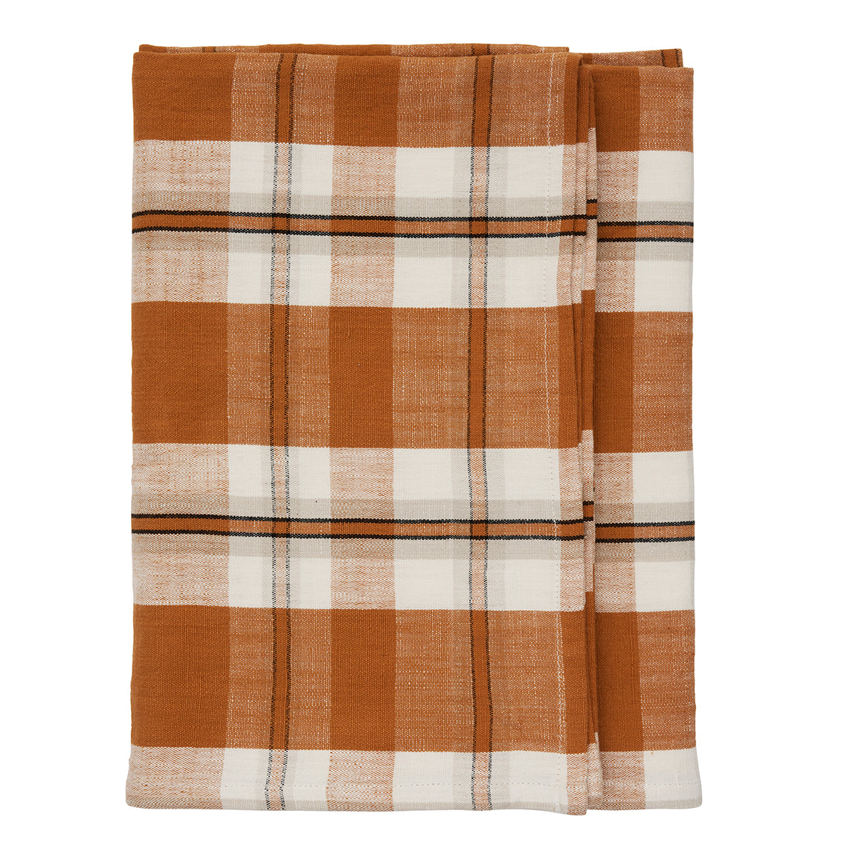 Checked Cotton Tablecloth - Pumpkin Spice 150x150 cm