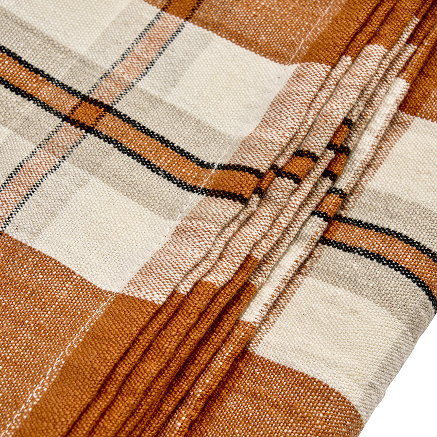 Checked Cotton Tablecloth - Pumpkin Spice 150x150 cm