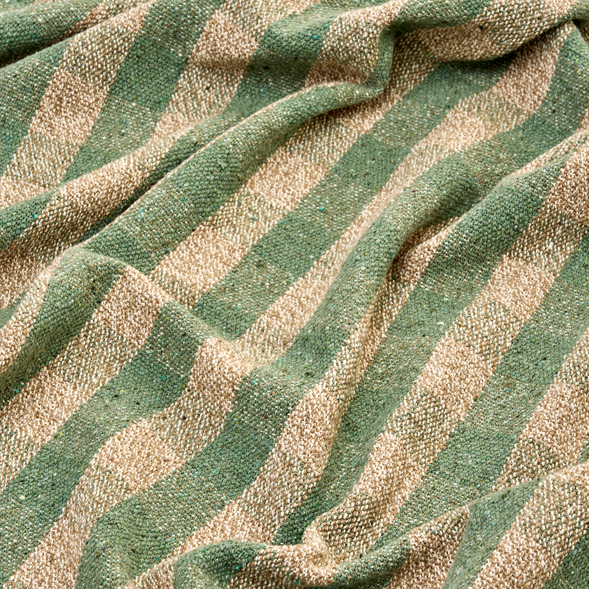 Recycled Cotton Throw - Green, Beige