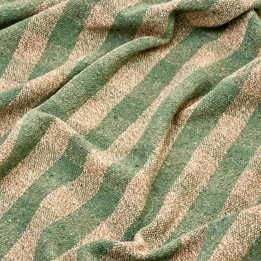Recycled Cotton Throw - Green, Beige