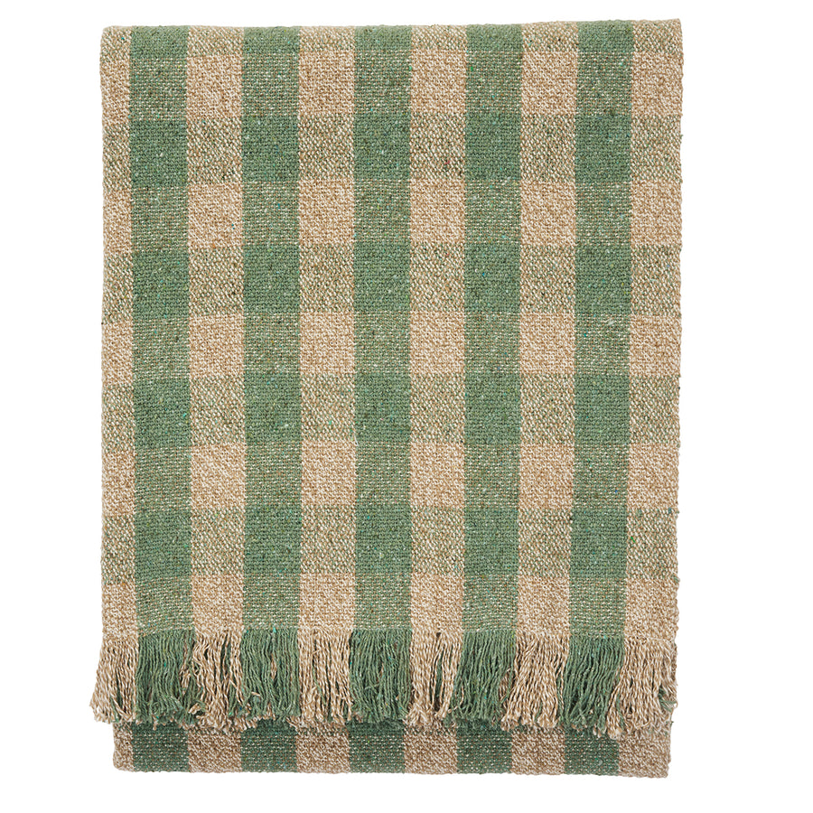 Recycled Cotton Throw - Green, Beige