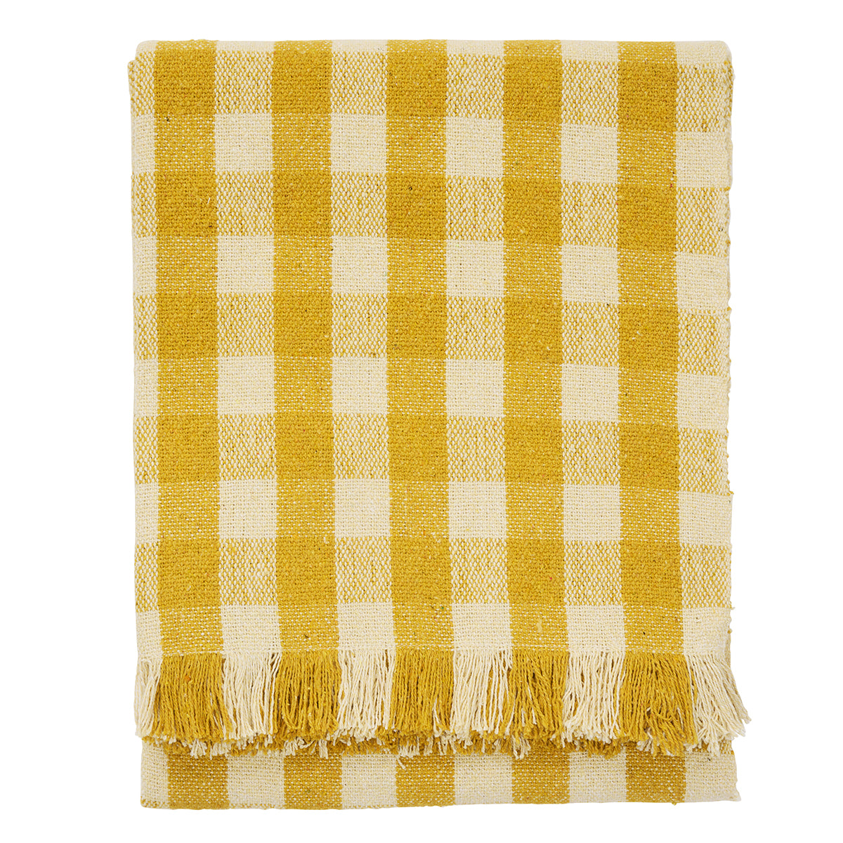 Recycled Cotton Throw - Yellow, Cream