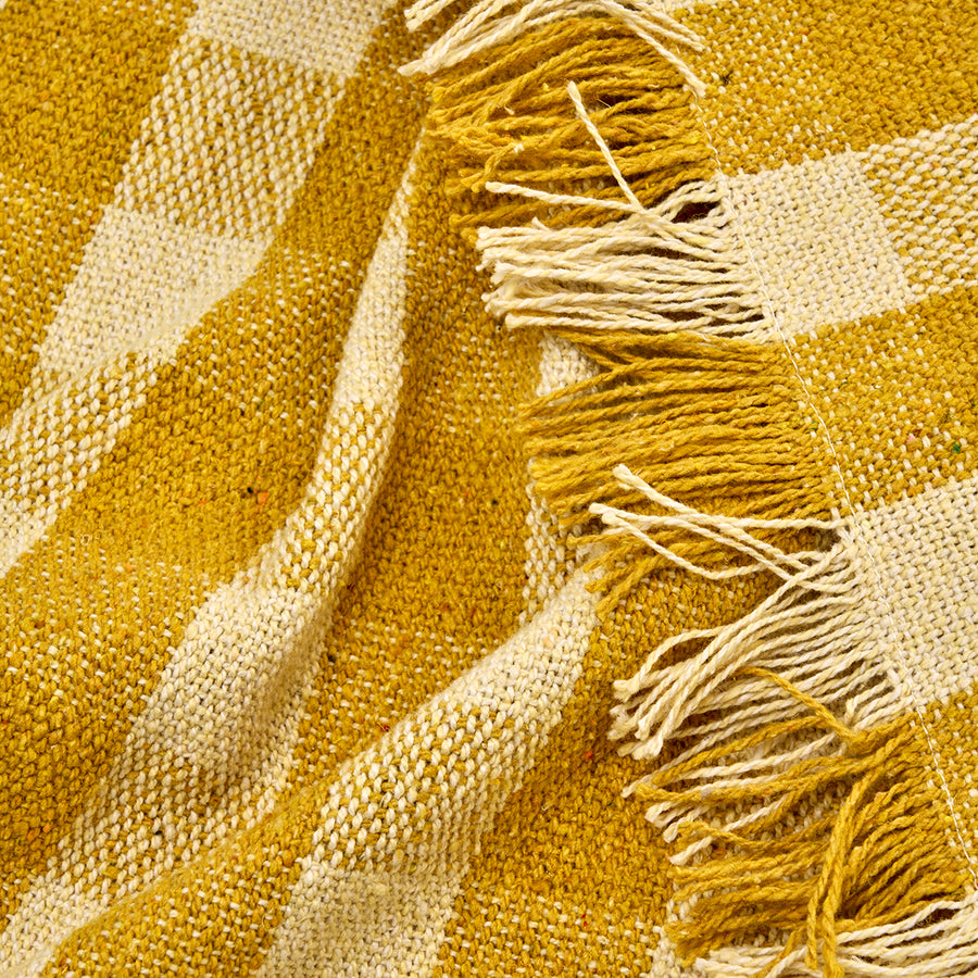 Recycled Cotton Throw - Yellow, Cream