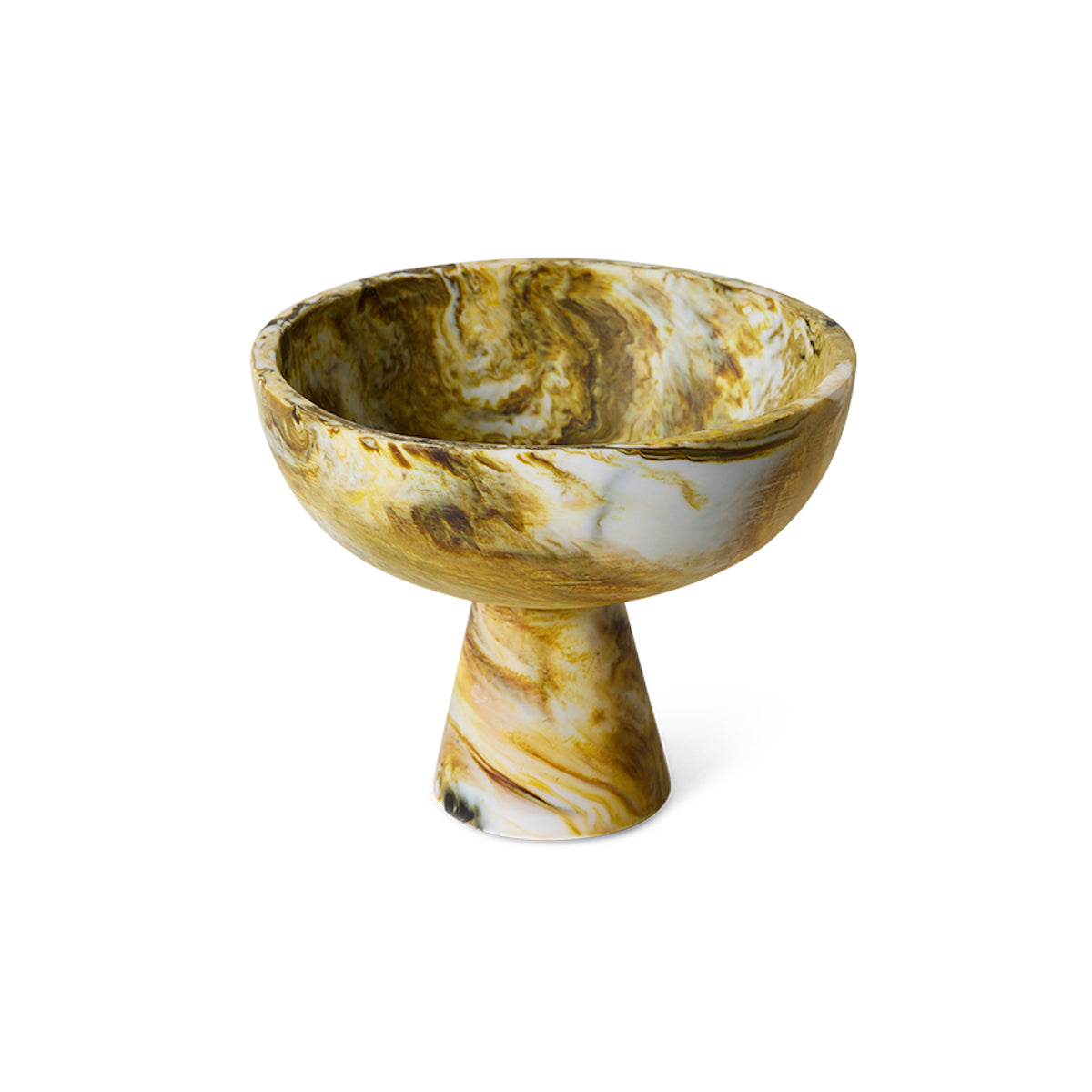 Marbled Bowl On Base Ochre