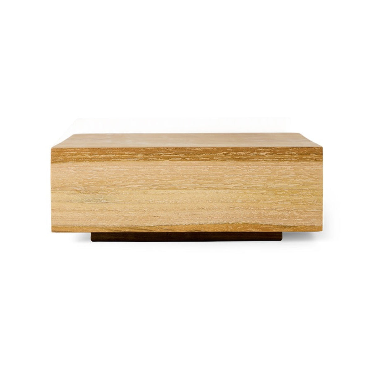 A rectangular wooden block with a light natural wood grain finish and a dark base, shown against a plain white background.