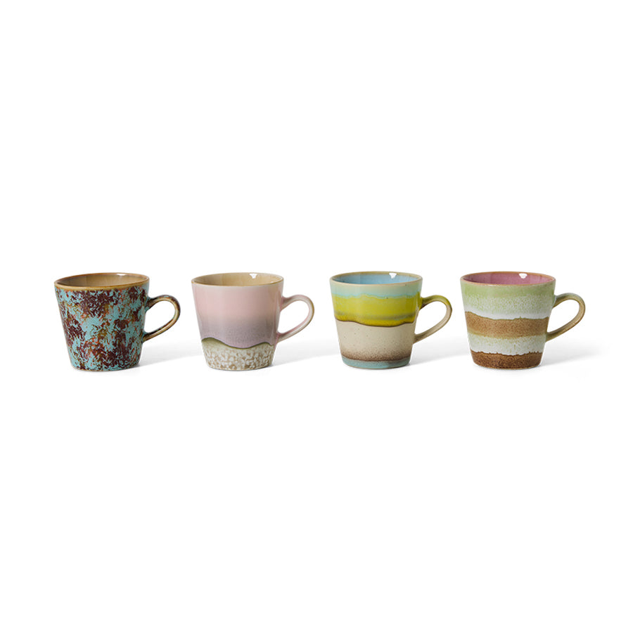 HKLIVING 70s Ceramics: Americano Mugs Rococo, Set of 4 KST0126