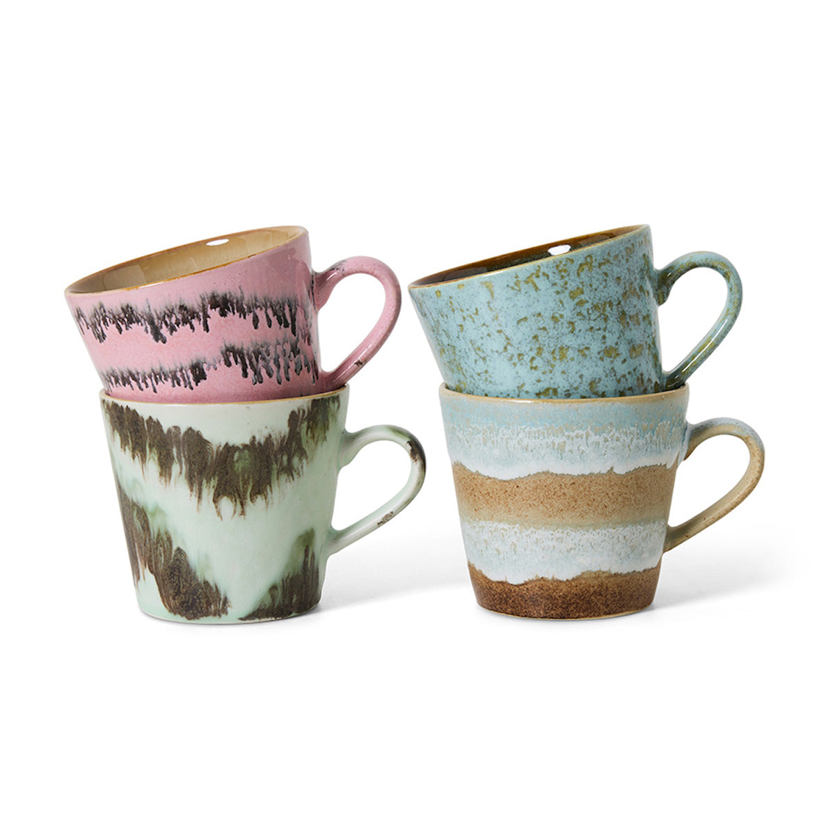 HKLIVING 70s Ceramics: Cappuccino Mugs Dada, Set of 4 KST0131