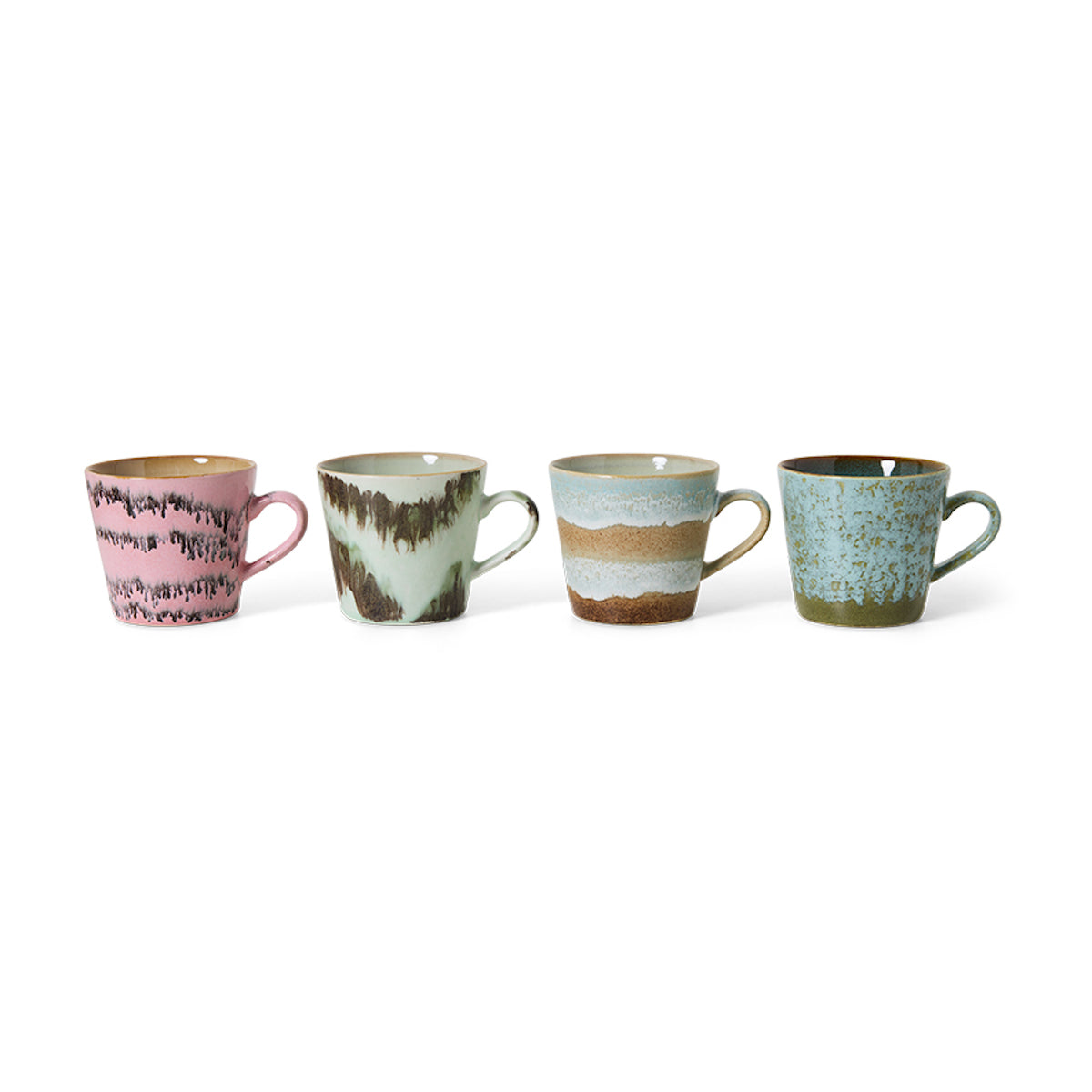 HKLIVING 70s Ceramics: Cappuccino Mugs Dada, Set of 4 KST0131