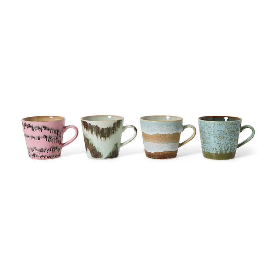 HKLIVING 70s Ceramics: Cappuccino Mugs Dada, Set of 4 KST0131