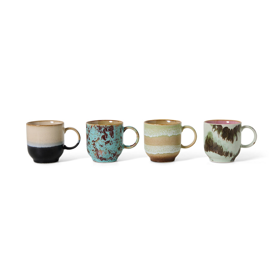 HKLIVING 70s Ceramics: Café Mugs Set of 4 KST0136