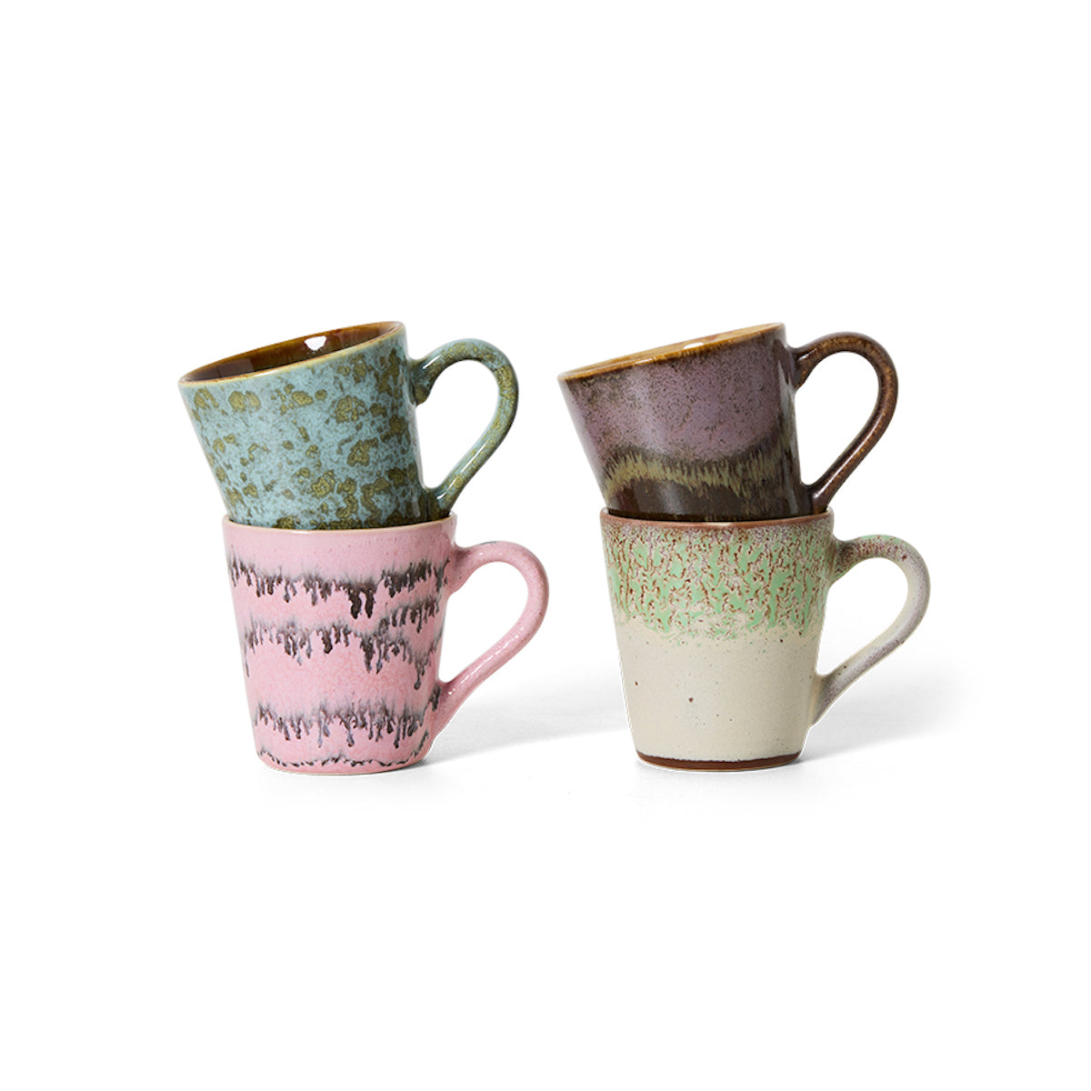 HKLiving 70s Ceramics: Espresso Mugs Brutalism, Set of 4 KST0155