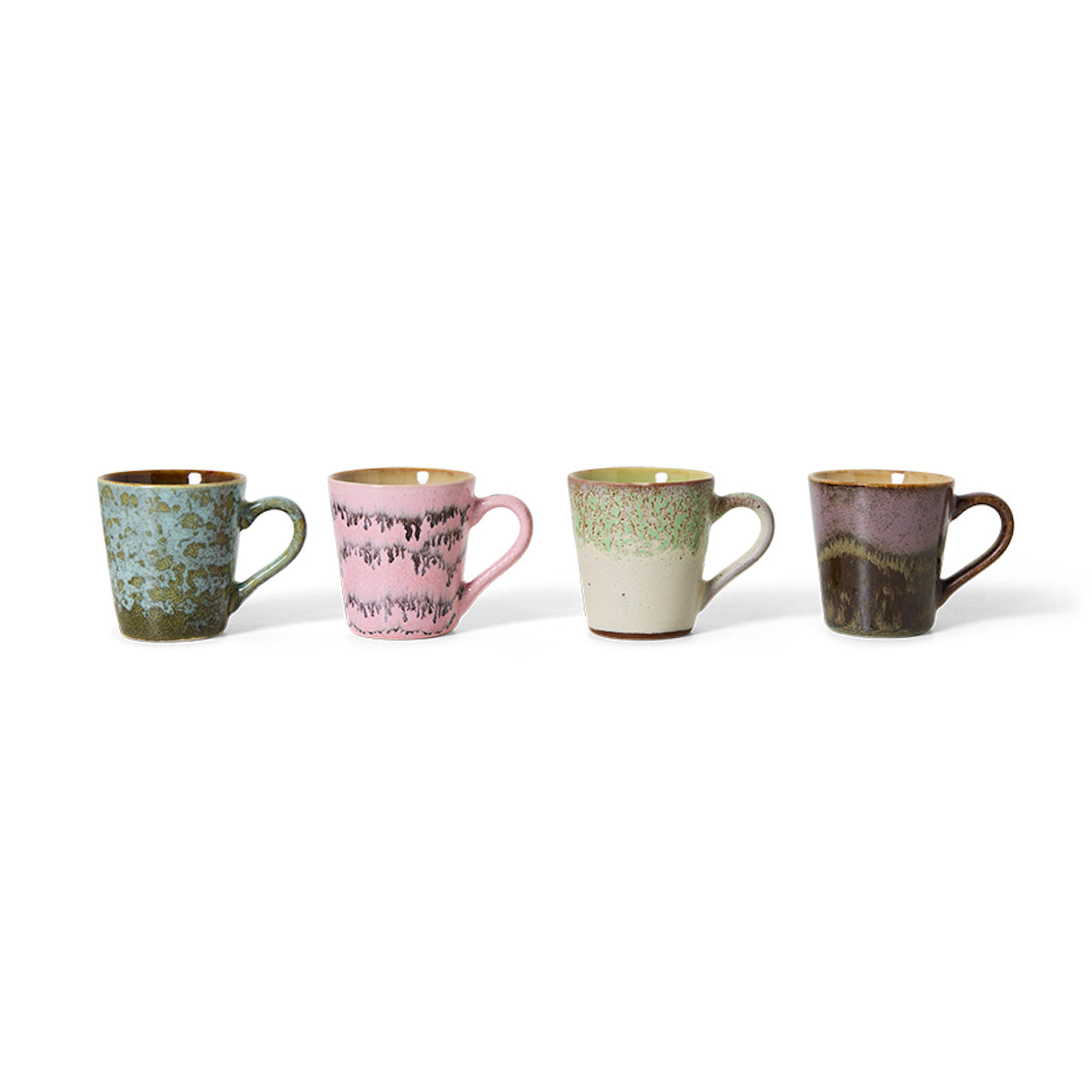 HKLiving 70s Ceramics: Espresso Mugs Brutalism, Set of 4 KST0155