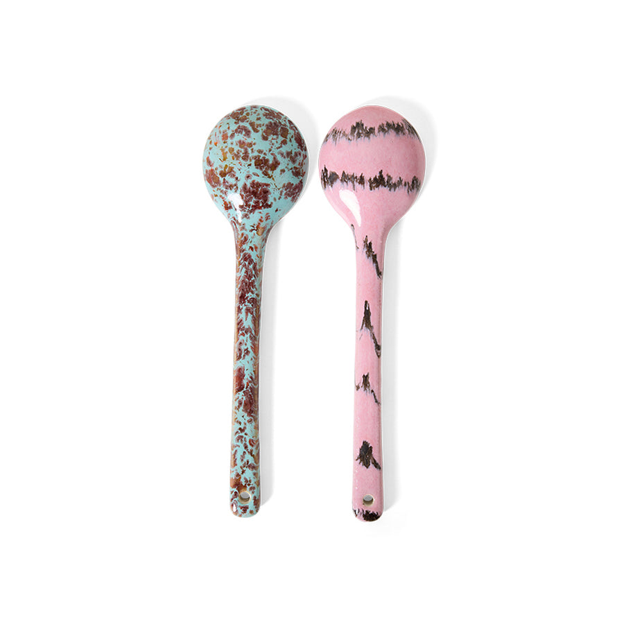 HKLiving 70s Ceramics: Serving Spoons Sprinkle, Set of 2 KST0204