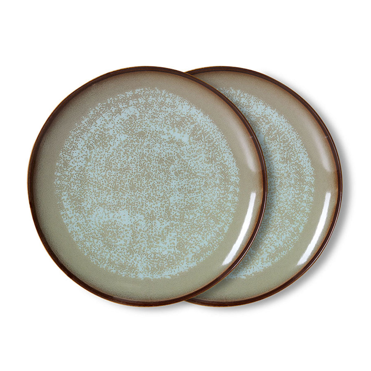 HKLIVING 70's Ceramics Dinner Plate Contrast, Set of 2