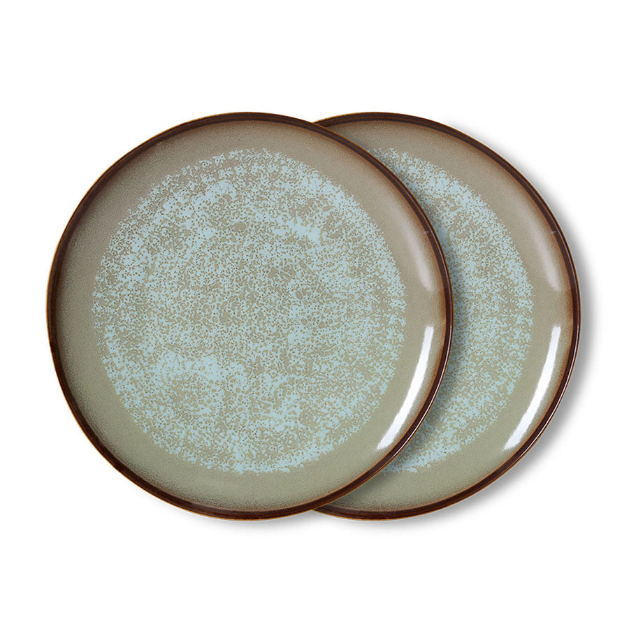 HKLIVING 70's Ceramics Dinner Plate Contrast, Set of 2
