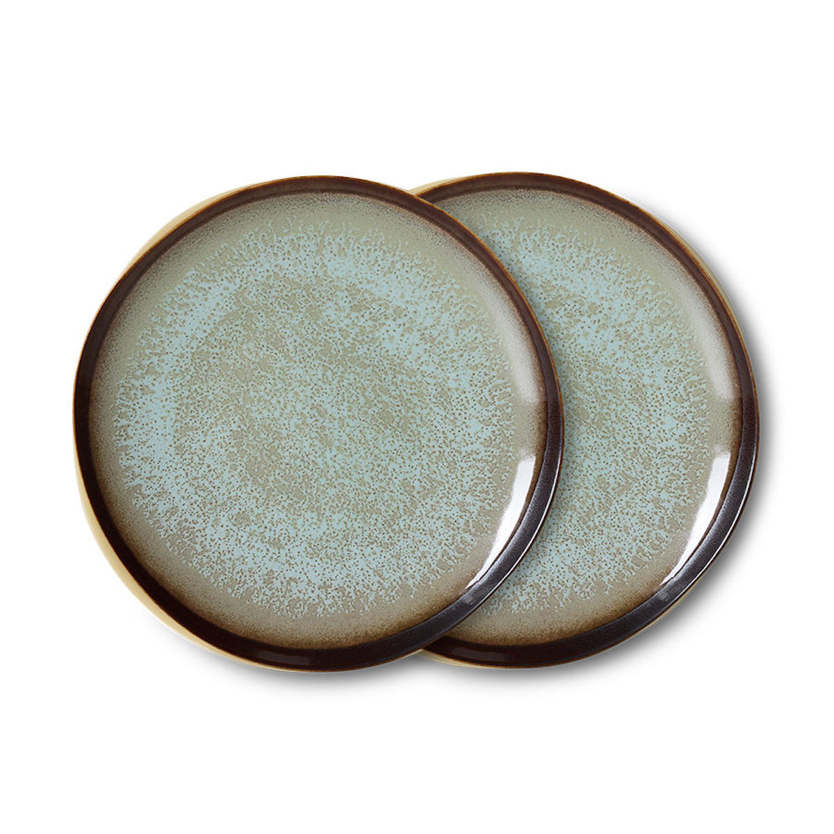 HKLIVING 70's Ceramics Dinner Plate Contrast, Set of 2