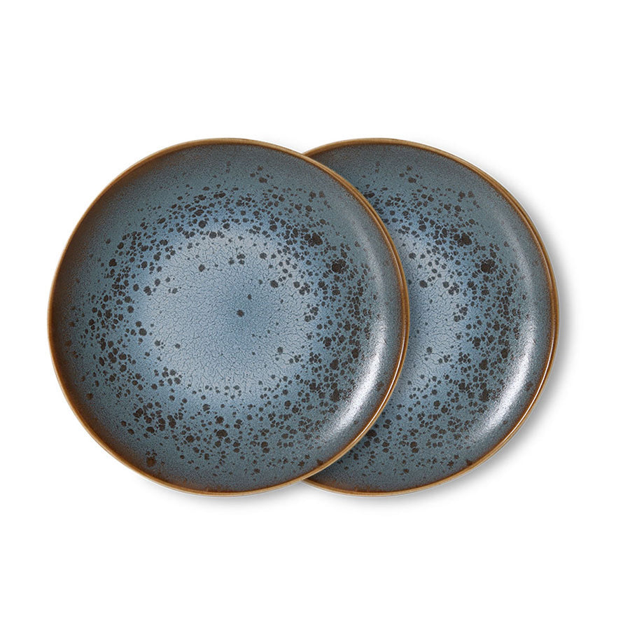 HKLIVING 70's Ceramics Side Plate Mineral Set of 2