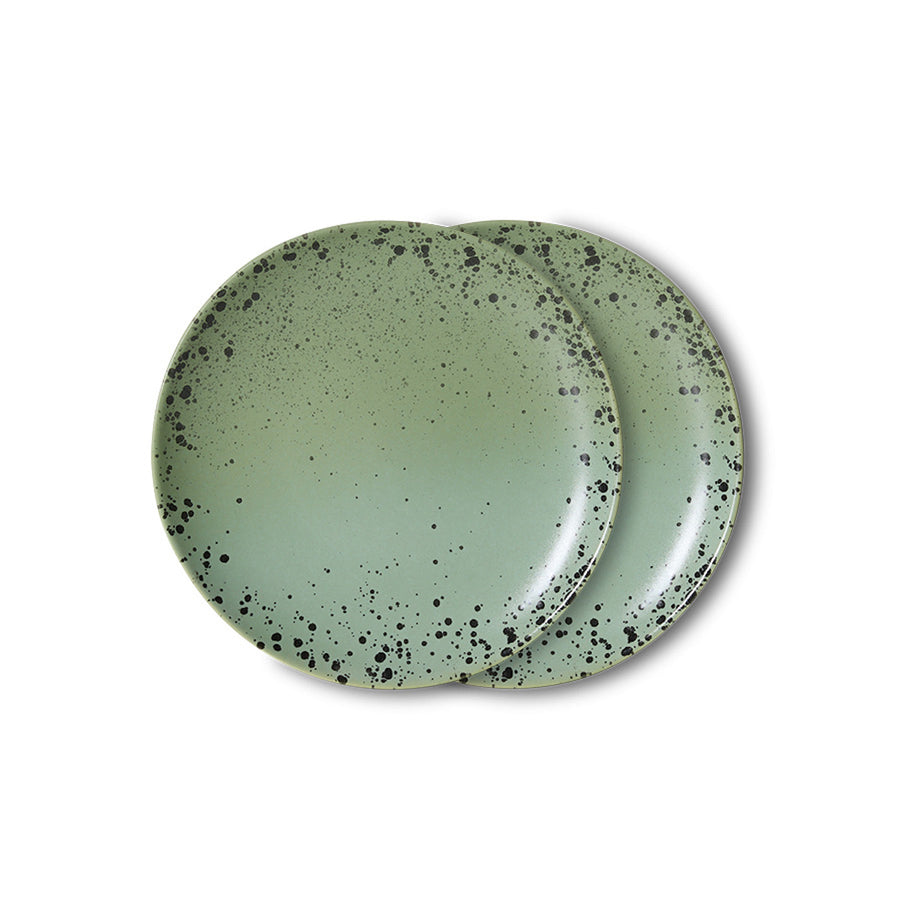 HKLIVING 70's Ceramics Dessert Plate Fleck, Set of 2