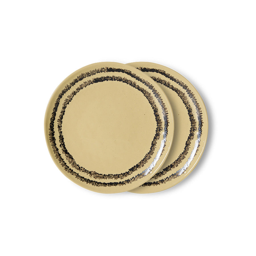 HKLIVING 70's Ceramics Dessert Plate Vanilla, Set of 2