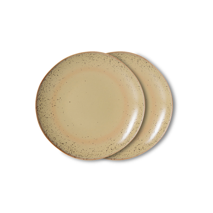 HKLIVING 70's Ceramics Dessert Plate Grit, Set of 2