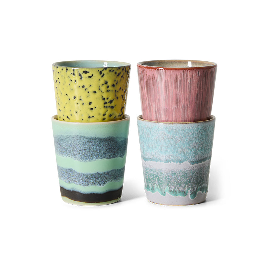 70s Ceramics: Coffee Mugs Artistic, Set of 4