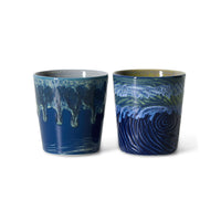 Thumbnail for Two ceramic tumblers with wave design on a white background HKLIVING Starry NIght Van Gough