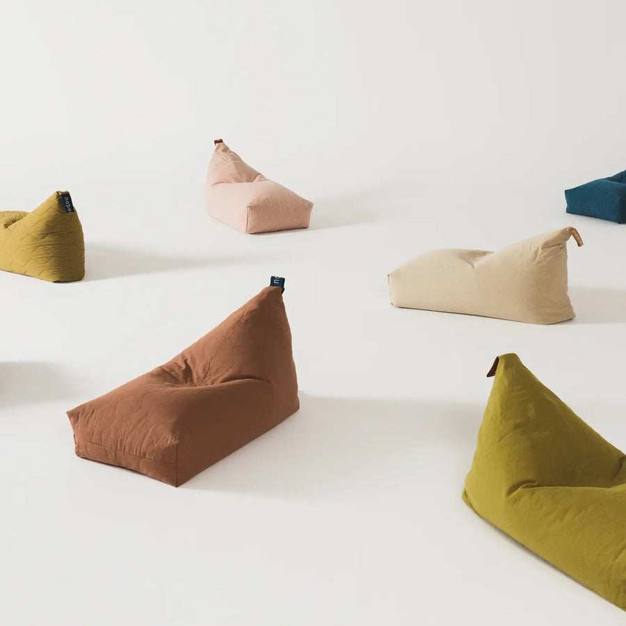 Quilted Bean Bag L1N0 in Washed Organic Cotton Prune