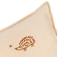 Thumbnail for Embroidered rectangular cushion L1N0 in washed French linen Sand