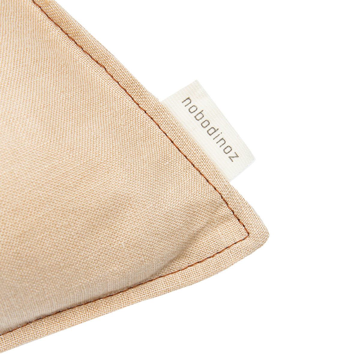 Embroidered rectangular cushion L1N0 in washed French linen Sand