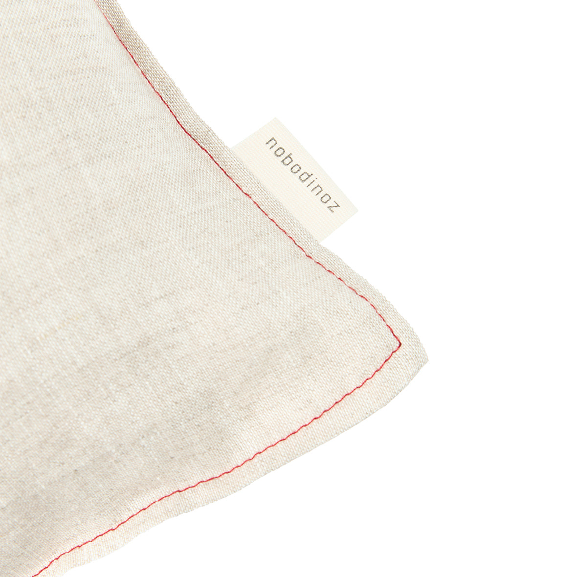 Embroidered square cushion L1N0 in washed French linen Greige