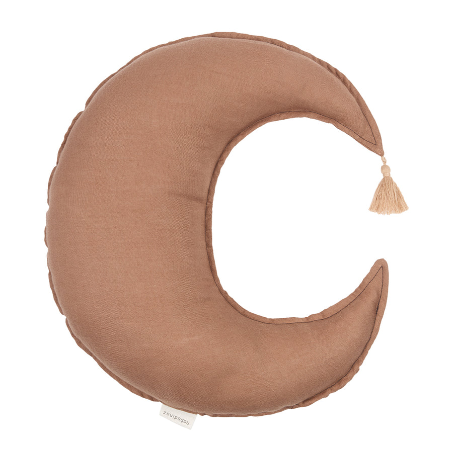 Linen Français Pierrot Moon Cushion • Noisette