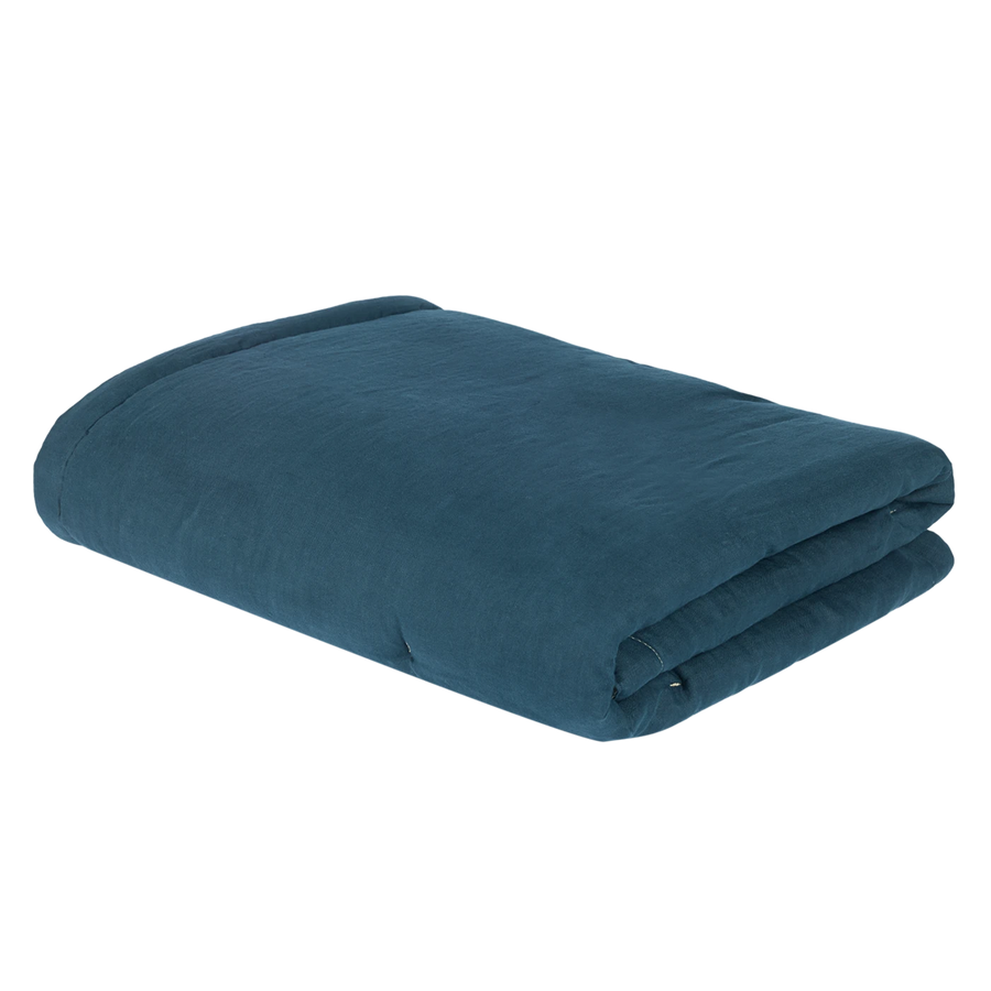 Quilt L1N0 in Washed Linen Deep Blue