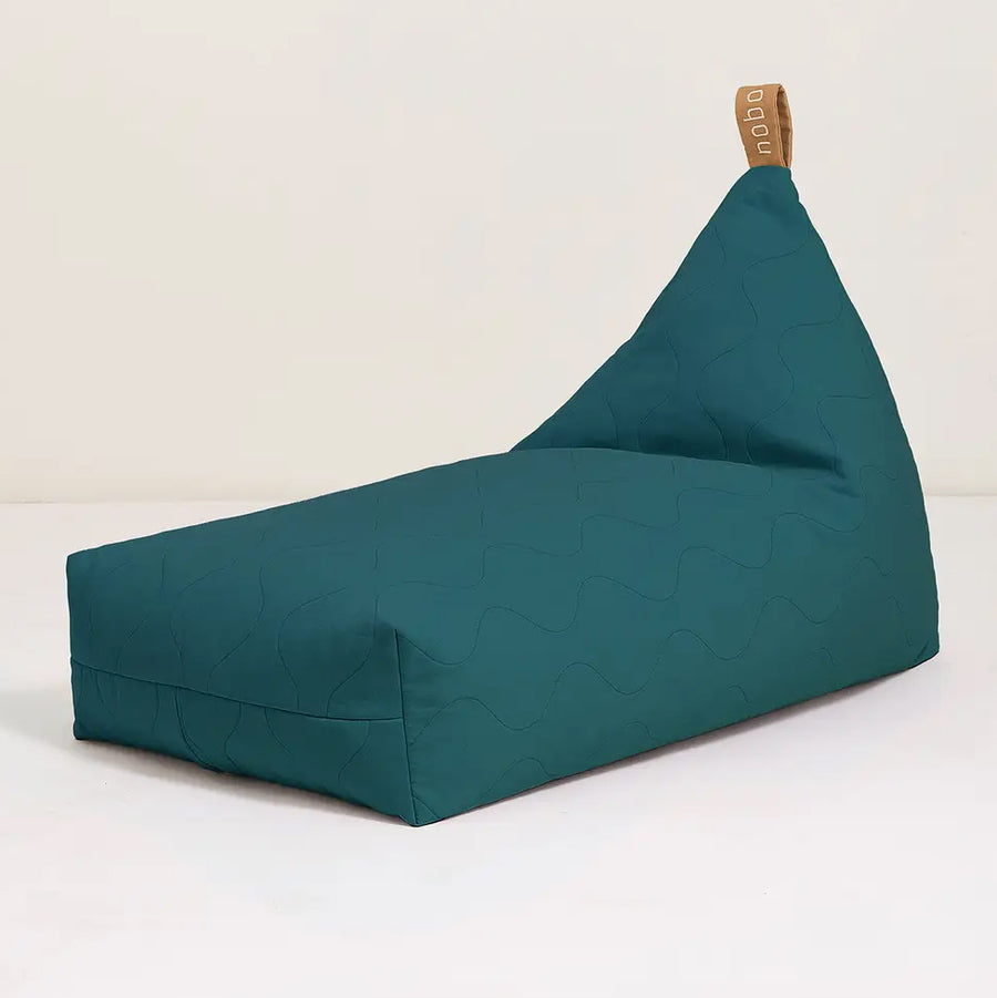 Quilted Bean Bag L1N0 in Washed Organic Cotton Deep Blue