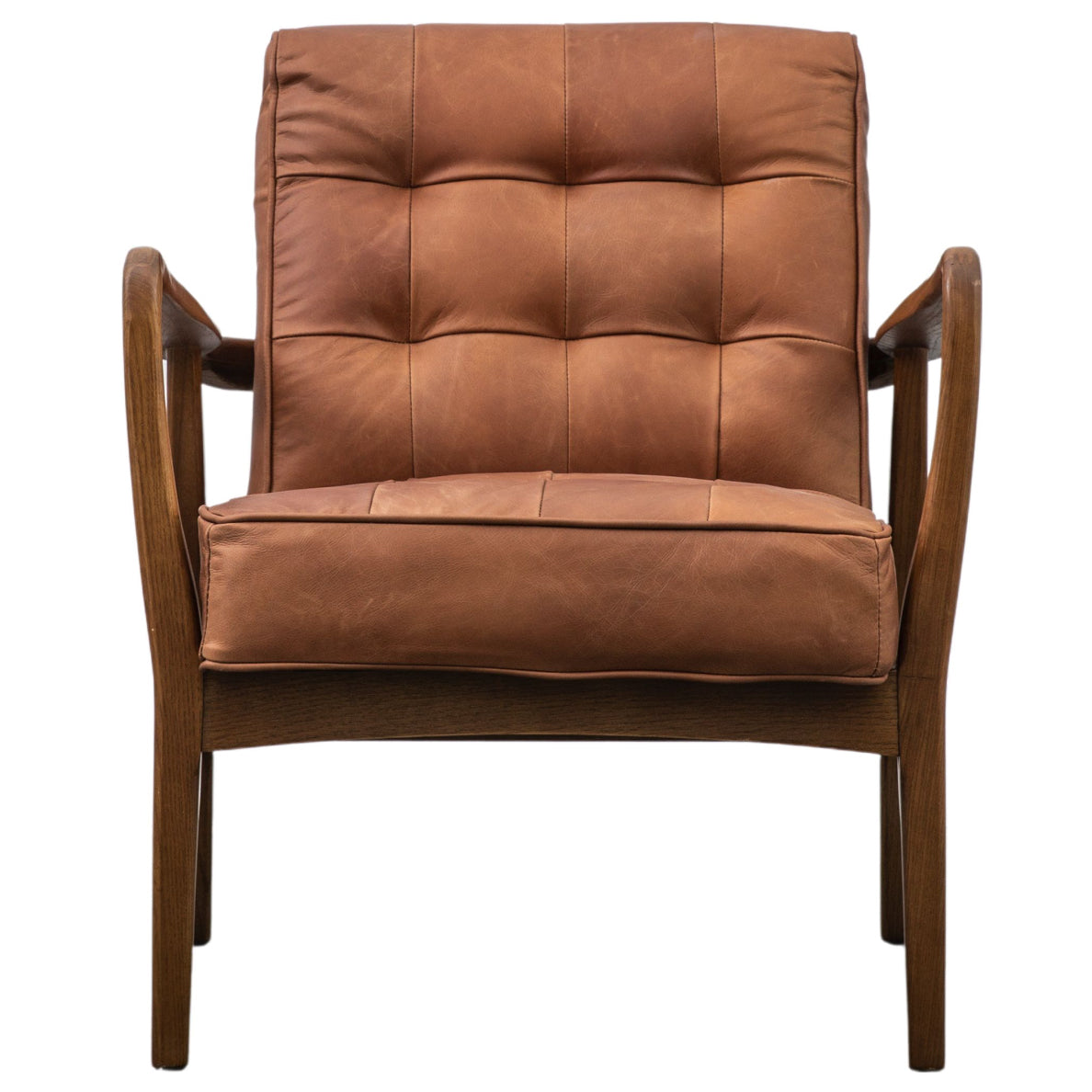 Mid Century Armchair Brown Leather