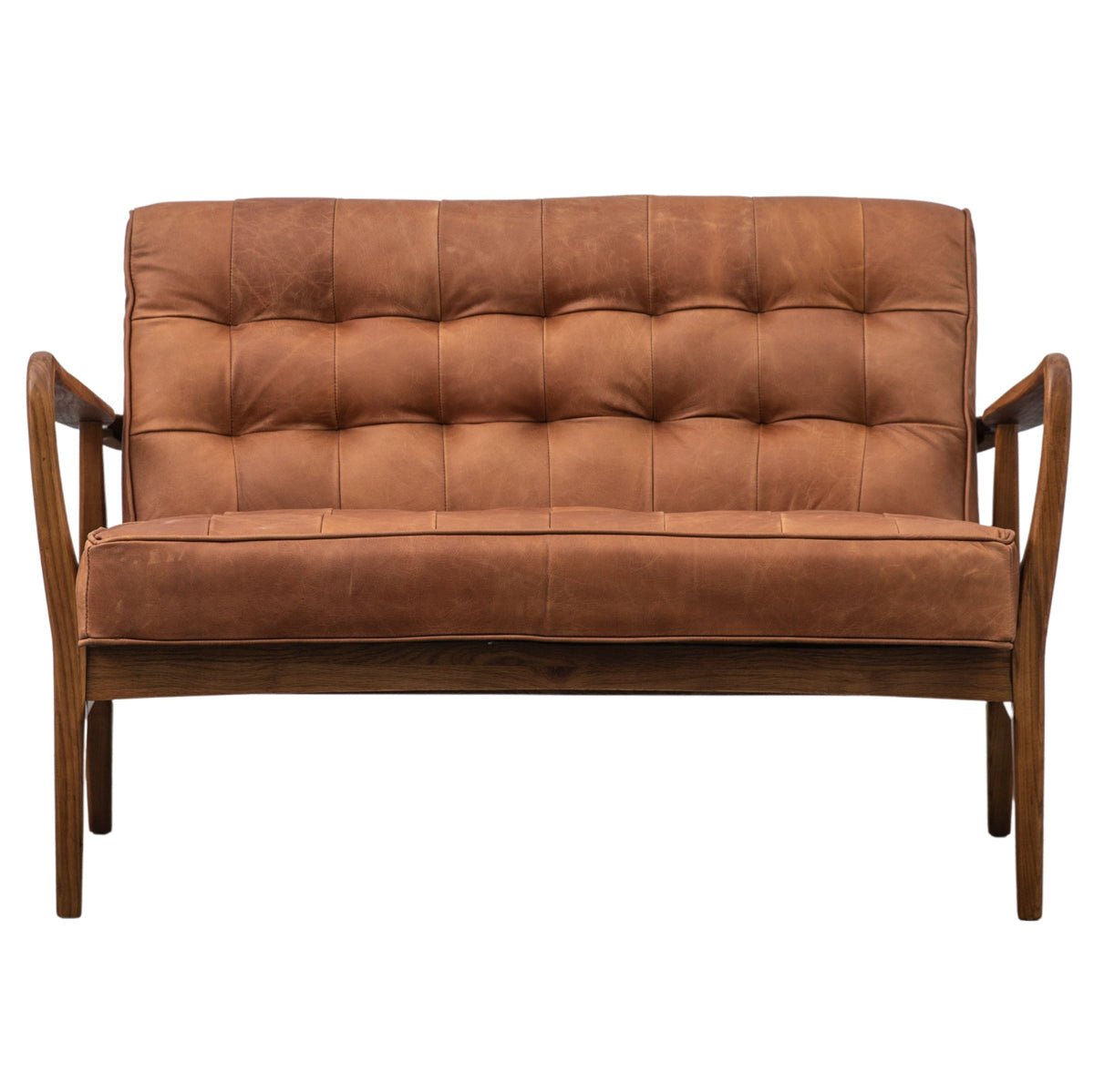 Mid Century 2 Seater Sofa Leather
