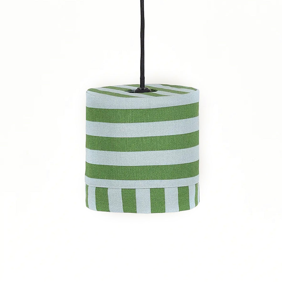 Pendant Lampshade Diam. 20cm Linda - Green Blue Stripes