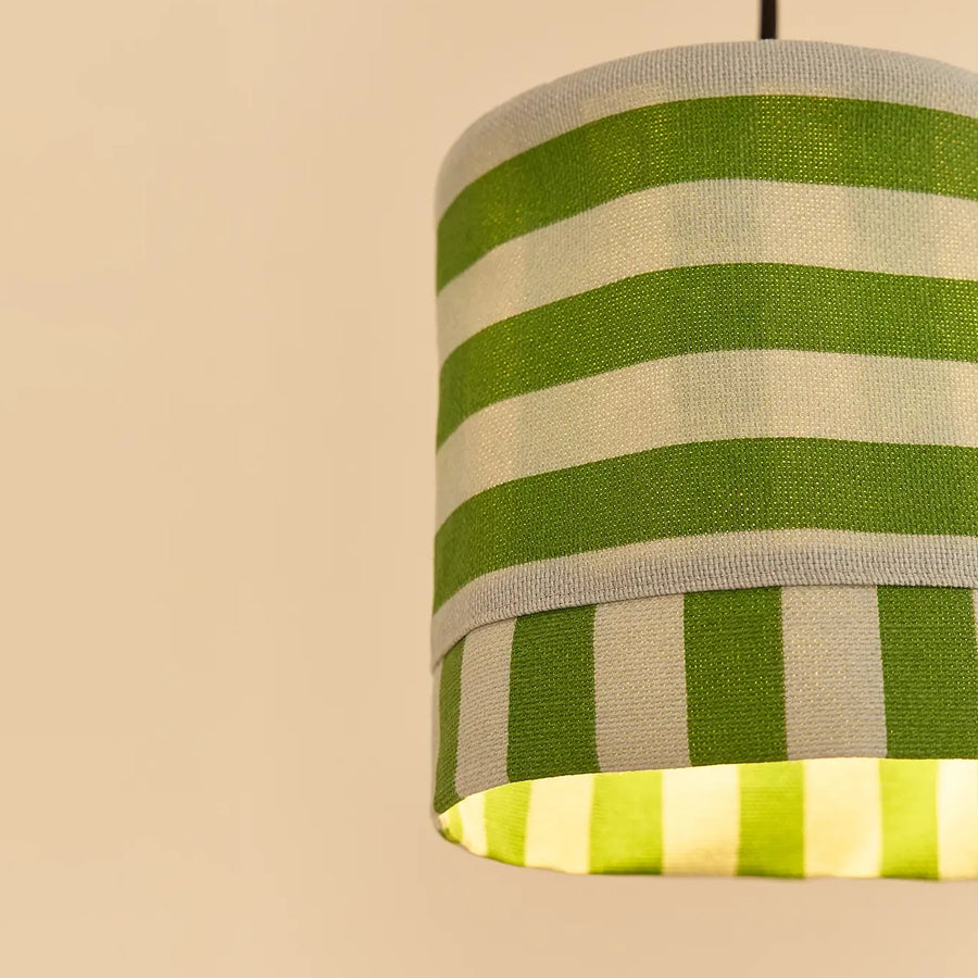 Pendant Lampshade Diam. 20cm Linda - Green Blue Stripes