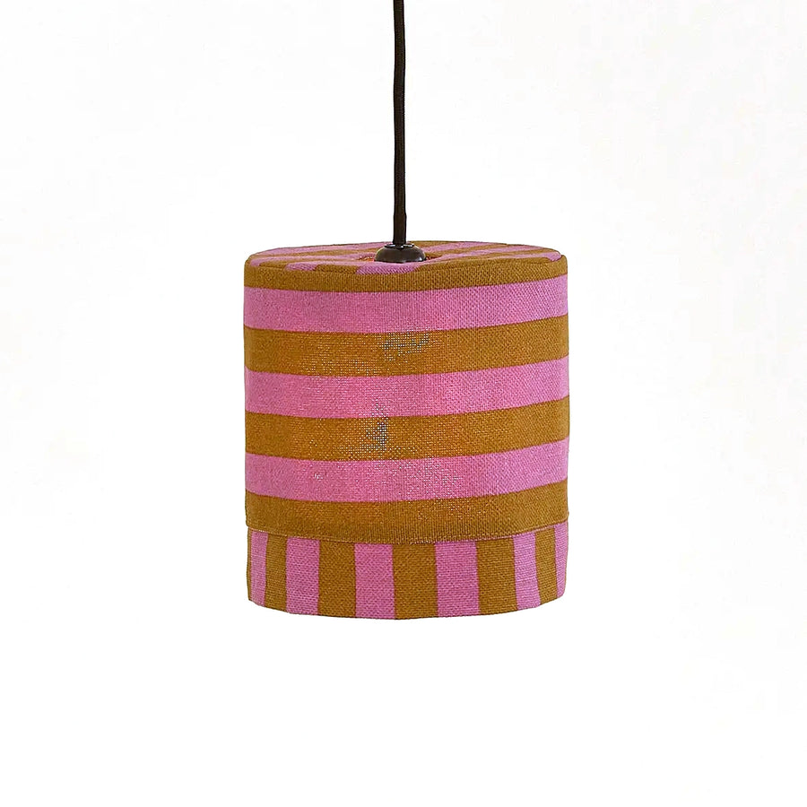 Pendant Lampshade Diam. 20cm Linda - Pink Curry Stripes