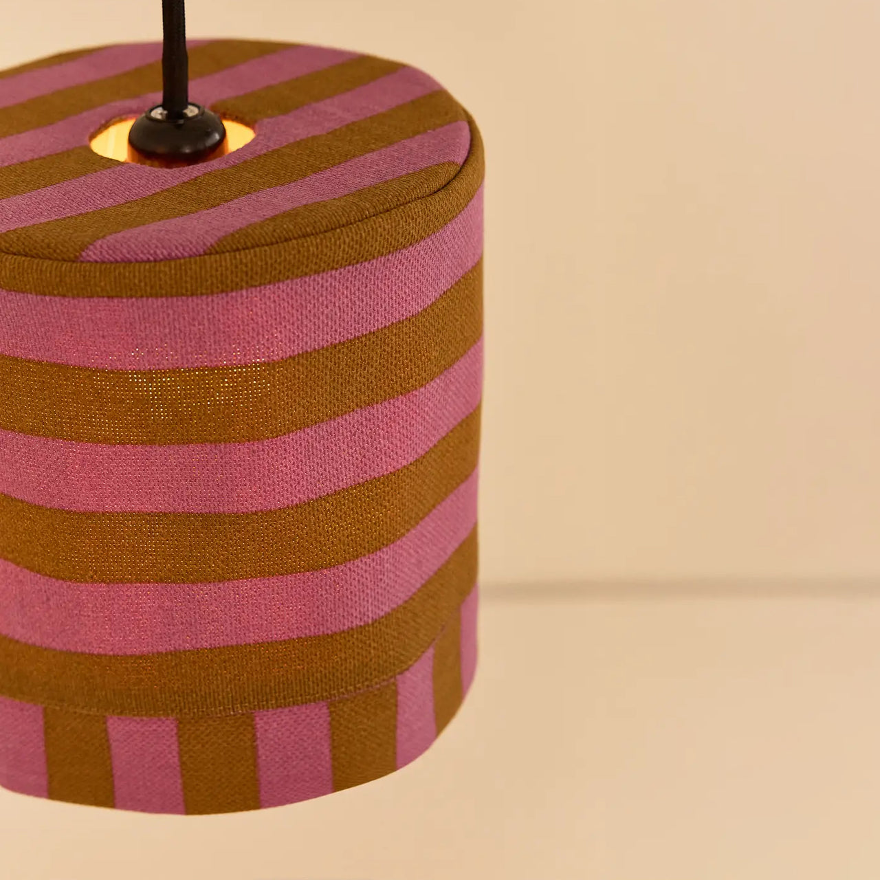 Pendant Lampshade Diam. 20cm Linda - Pink Curry Stripes