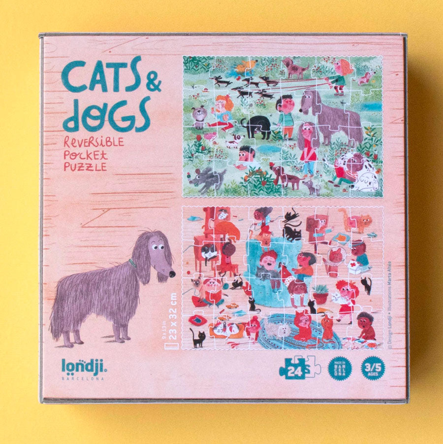Londji Cats and Dogs Pocket Puzzle Reversible Jigsaw 24 pieces PZ592U