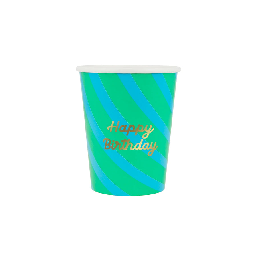 Stripe Happy Birthday Cups