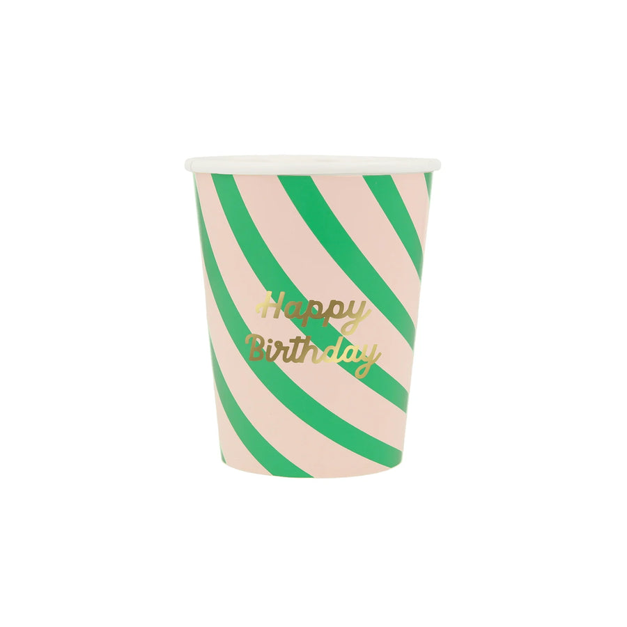 Stripe Happy Birthday Cups