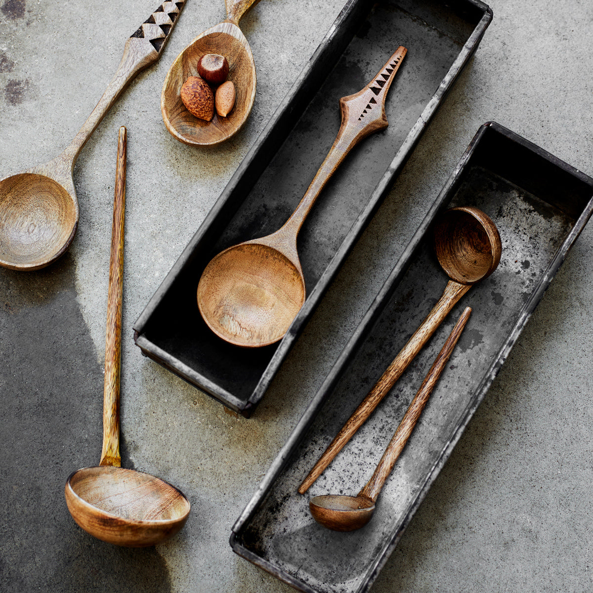 Hand Carved Wooden Ladle Mango Wood 20cm