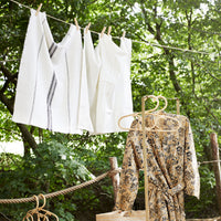 Thumbnail for Madam Stoltz Stripped Kitchen Towel White and Black W/Fringes
