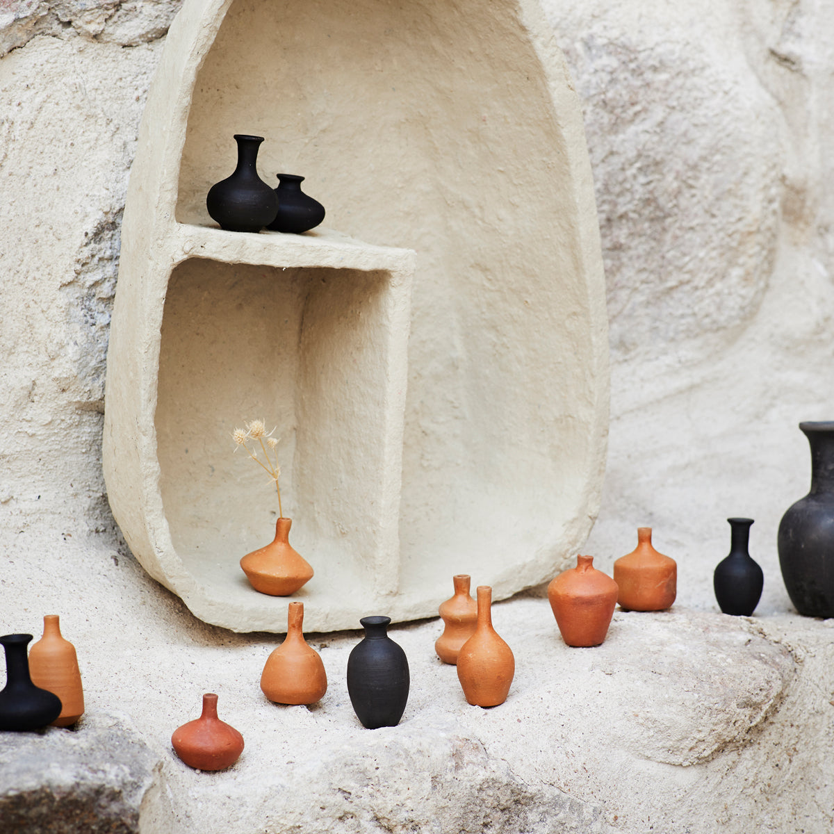 Madam Stoltz Set of 8 Terracotta Mini Vases