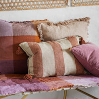 Thumbnail for Linen Cushion -  Burnt Orange, Lilac, Bordeaux