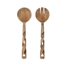 Thumbnail for madam stoltz Wooden Salad Set W/Twisted Handle